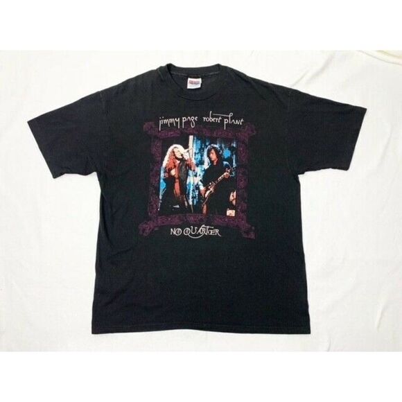 Vintage 90s Jimmy Page Robert Plant XL Shirt No Quarter Tour 1995 Single Stitch - Picture 1 of 8